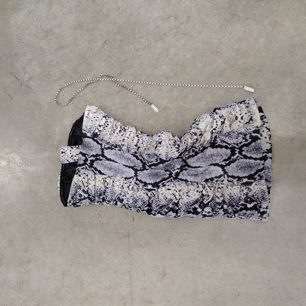 Bebe Python Snake Silk One Shoulder Strap Ruched … - image 7